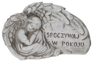Ozdobná cementová cintorínska figúrka Anjel, 22 cm, s nápisom na hrobe