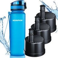 AQUAPHOR SET MODRÁ FĽAŠA NA VODU FILTRAČ 0,5L + 3x CITY FILTER