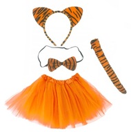 TIGER OUTFIT PLYŠOVÁ ČELENKA S UŠAMI TAIL MOTÝLIK + SUKŇA TUTU