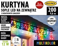 Cencúľový záves 200 LED vonkajší, prídavná zásuvka, 9,6 m, viacfarebný