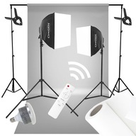 SET 2x softbox 50x50 LED úprava farby, výkon POZADIE