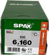 Univerzálne skrutky do dreva 6 x 160mm SPAX WIROX BIT T30 g kónus 100ks