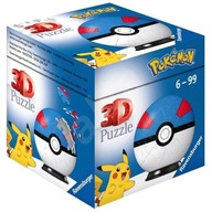 3D puzzle Pokémon loptička modrá 54 dielikov