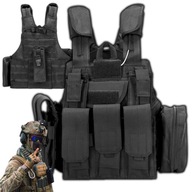 TAKTICKÁ VESTA Military Black Nylon Carrier Strong s 8 vreckami