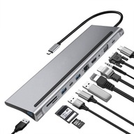 Viacportový rozbočovač USB-C HDMI VGA RJ45 USB 3.0 SD