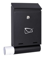 Čierna oceľová poštová schránka, 2 kľúče, montážna sada držiaka na noviny