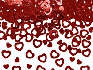 Šablóny na stolové konfety srdce červené 5mm 30g