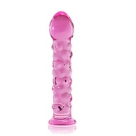 Sklenené dildo s vložkami v ružovej farbe 17 cm