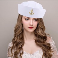 Biela námornícka čiapka s kotvou