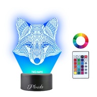 3D LED nočná lampa Fox Head Nočná lampa Fox Darček Meno