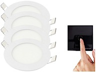 4x SLIM stropné závesné svietidlá s tenkým panelom držiak LED lampy 6W + vypínač