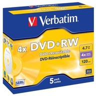 Verbatim DVD+RW, matná strieborná, 43229, 4,7 GB, 4x, je