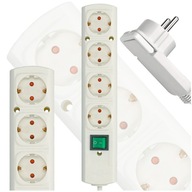 Power Strip 4 zásuvky 2m kábel s PLOCHOU ZÁSTRČKOU pre stiesnené priestory