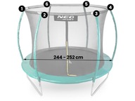 Trampolína vnútorná sieť 252 cm 8 stôp Neo-Spor