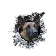 3D nálepka s belgickým malinoisom Glas Dogs Slag Ref