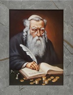 OBRAZ 29x22 ŽID POČÍTANIE PEŇAZÍ ŠEDÝ RÁM