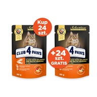 CLUB 4 PAWS sleď a šproty 24x80 g + 24 ZADARMO