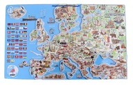 Mapa Európy Náučná tabuľa 2v1 Puzzle Woody