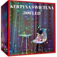 SVETLÁ SVETELNÁ ZÁCLONA VIANOČNÁ GARLANDA MULTICOLOR 300 LED