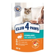 CLUB 4 PAWS mokré krmivo pre sterilizované mačky Králik v želé 24x80g