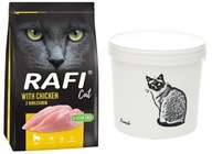 Suché krmivo pre mačky Rafi Cat chicken 7kg + nádoba na krmivo 12l katUff