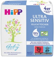 HIPP BabySanft Ultra Sensitiv vlhčené obrúsky od 1 dňa životnosti 4x 52 ks.