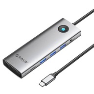 HUB 10v1 dokovacia stanica USB-C, HDMI, 3xUSB, SD/TF, Audio (sivá)