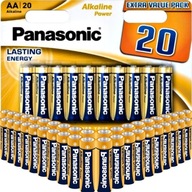 Alkalické batérie Panasonic AA LR6, balenie 20 ks, vysokovýkonné