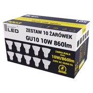 10x GU10 LED ŽIAROVKA 10W studená biela - 6000K