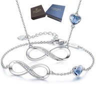 Dámsky darčekový náramok 925 Silver Jewelry Set Náhrdelník Modrá