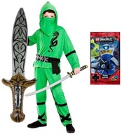 OUTFIT KOSTÝM NINJA JEDNORÁZOVÉ KARTY LEGO NINJAGO MEČ 116/122 ZELENÁ