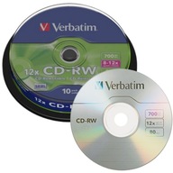 Prepisovateľné CD Verbatim CD-RW 10PCS