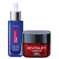 Sada Loreal Revitalift: nočný krém na tvár, nočné sérum s retinolom