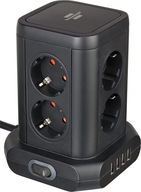 Tower 8 Zásuviek 4xUSB 4,8A Predlžovací kábel Power Strip