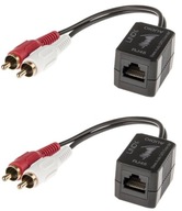 RCA predlžovací kábel 2xRCA Cinch do 500m cez RJ45 70460