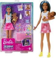 BARBIE BABY SITTER SPIACI DIEŤA NA SPAŤ + BABY HJY34