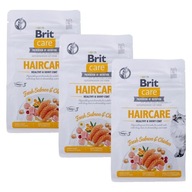 BRIT CARE HairCare suché krmivo Kuracie mäso s lososom pre mačky set 3x400g