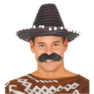 MINI SOMBRERO slamený klobúk, čierny MEXICANA