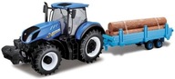 Traktor New Holland T7.315 s prívesom a slamou