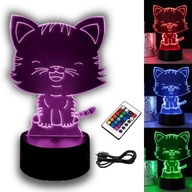 CAT 3D LED RGB NOČNÁ LAMPA + DIAĽKOVÉ OVLÁDANIE AKO DARČEK