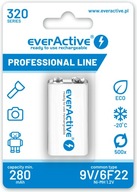 everActive PRO 6F22 batéria veľkosť 9V Ni-MH 320 mAh pripravená na použitie 8,4V