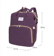 Veľký multifunkčný batoh/taška pre mamičku s funkciou spánku - fialová