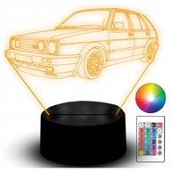 Soška LED Night Light 3D gravírovanie auta Volkswagen Golf 2 Auto Vehicle