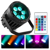 Vodotesný IP65 PAR reflektor 6x3W LED RGB diaľkový ovládač