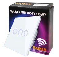 Trojitý WIFI dotykový spínač, BIELE SKLO