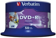 DVD+R disk, 7GB, rýchlosť 16x, 50 kusov na potlač