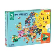 Puzzle Mapa Európy 70 dielikov - edukačná hračka 5 rokov+, Mudpuppy