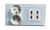 DVOJSKLO ELEKTRICKÁ ZÁSUVKA 4x USB 2.4A