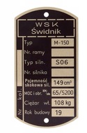 Typový štítok WSK M-150 1960