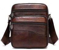 Pánska hnedá kožená taška cez rameno Leather Messenger Bag Gift